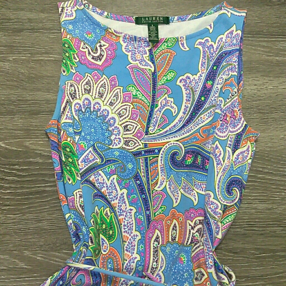 Lauren Ralph Lauren Blue and Pink Sleeveless Sundress - Picture 6 of 7